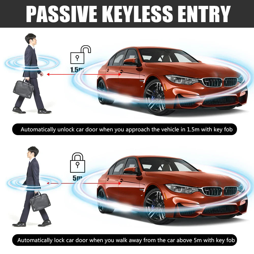 Car Start Stop Keyless Entry System Remote Start Kit Smartphone Control Universal One-button Start Push Systems