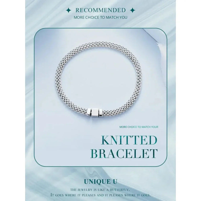 Sterling Silver Braided Square Buckle Bracelet