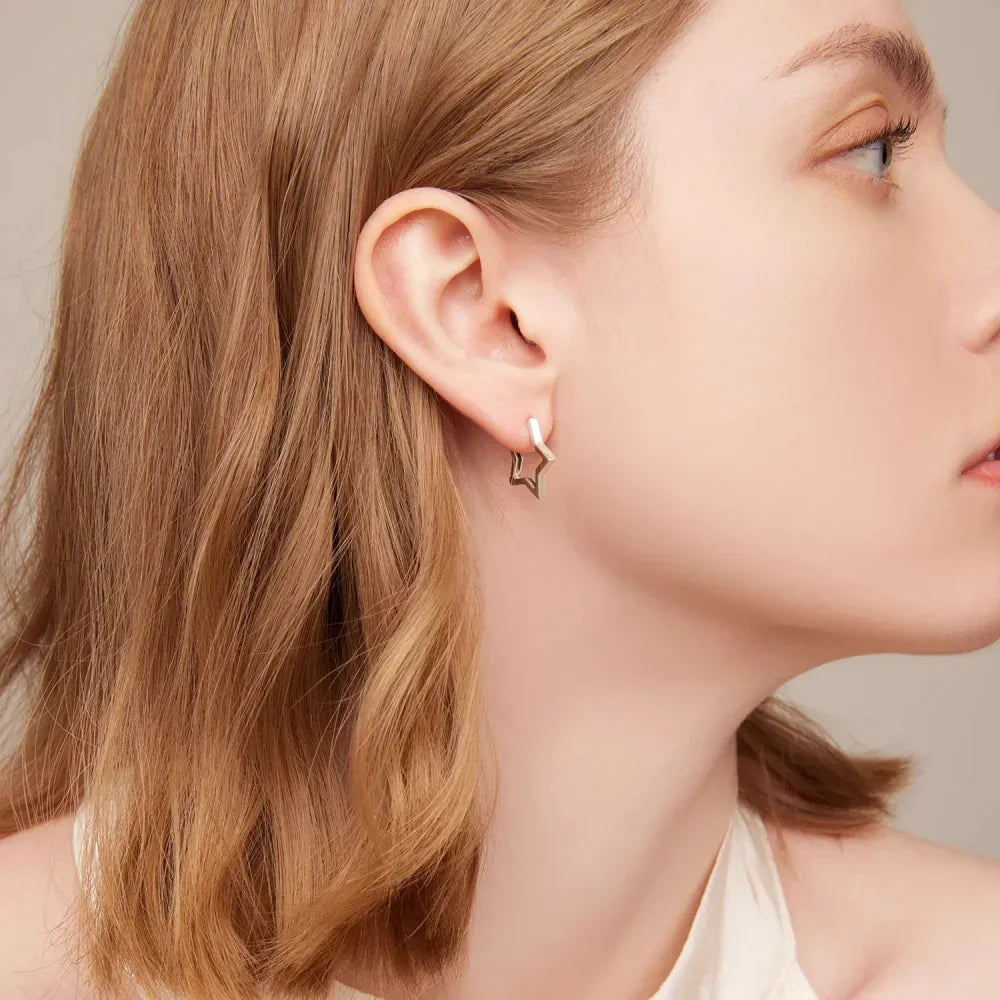 925 Sterling Silver Starlike Earrings - Minimalist Star Shape Ear Buckle for Women - Fashion jewelry SCE1136