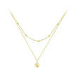 925 Sterling Silver Double Layer Heart Pendant Choker Necklace