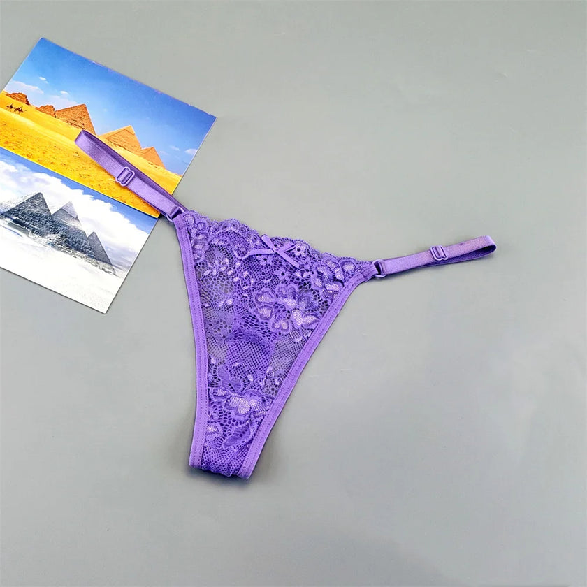 3PCS Lace Thong Set – Sheer, Strappy & Seductive