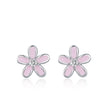 925 Sterling Silver Colorful Enamel Flower Stud Earrings - Minimalist & Cute