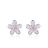 925 Sterling Silver Colorful Enamel Flower Stud Earrings - Minimalist & Cute