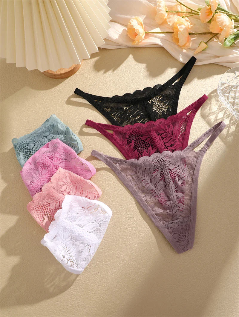 5PCS Lace Temptation G-String Set – Sheer Lace, Sexy & Soft G-Strings