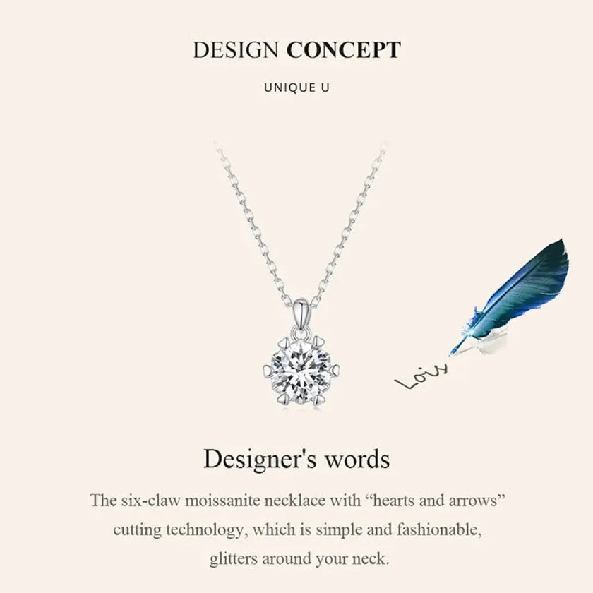 Stunning 1 Carat Moissanite Pendant Necklace | 925 Sterling Silver | Wedding & Bridal Fine Jewelry