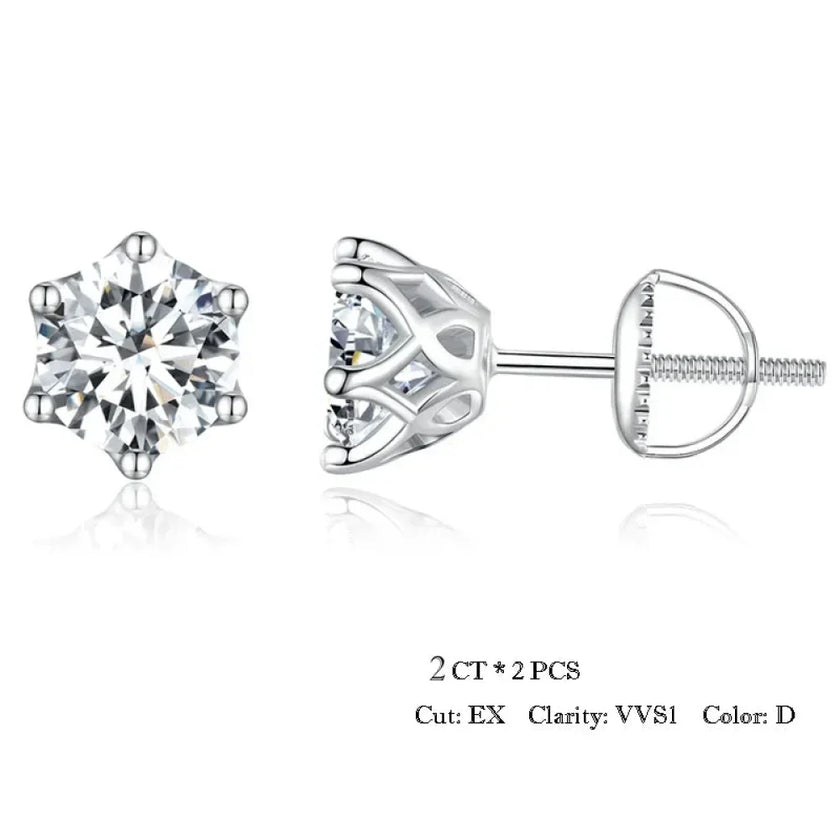 Radiant Moissanite Stud Earrings | D Color Round Cut 925 Silver, Gold Plated