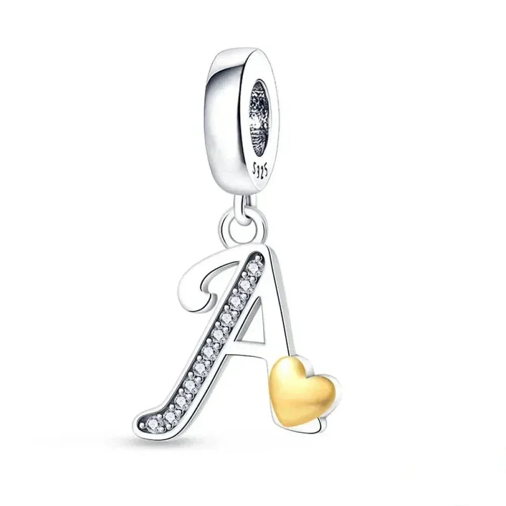 925 Sterling Silver Initial Charm with CZ Sparkle
