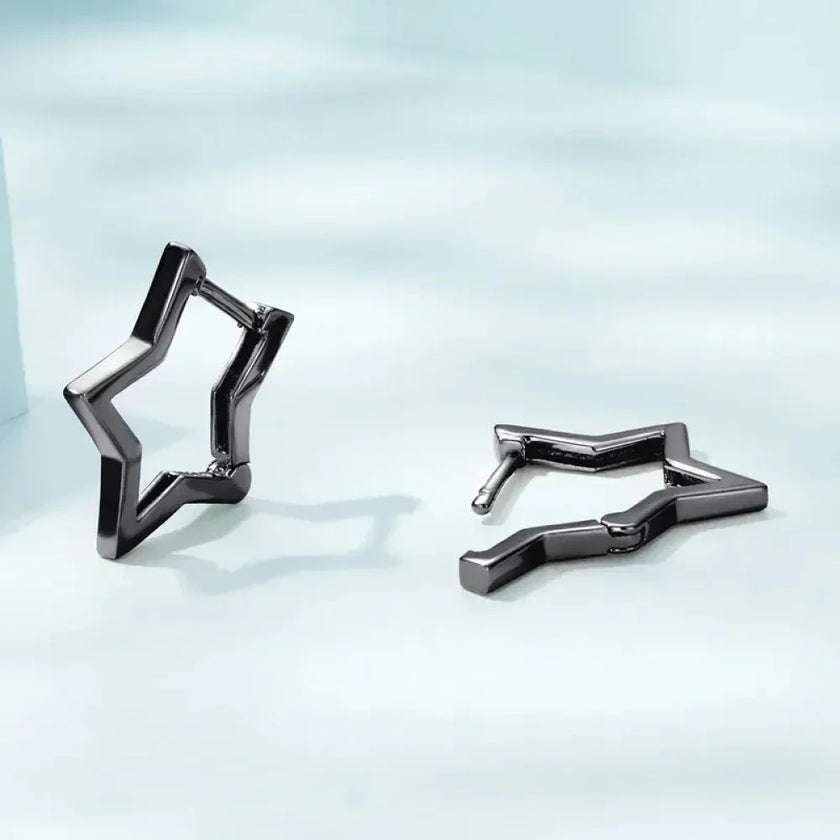925 Sterling Silver Starlike Earrings - Minimalist Star Shape Ear Buckle for Women - Fashion jewelry SCE1136