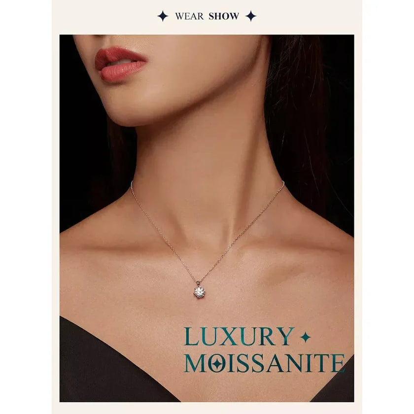 Stunning 1 Carat Moissanite Pendant Necklace | 925 Sterling Silver | Wedding & Bridal Fine Jewelry