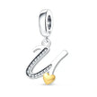 925 Sterling Silver Initial Charm with CZ Sparkle