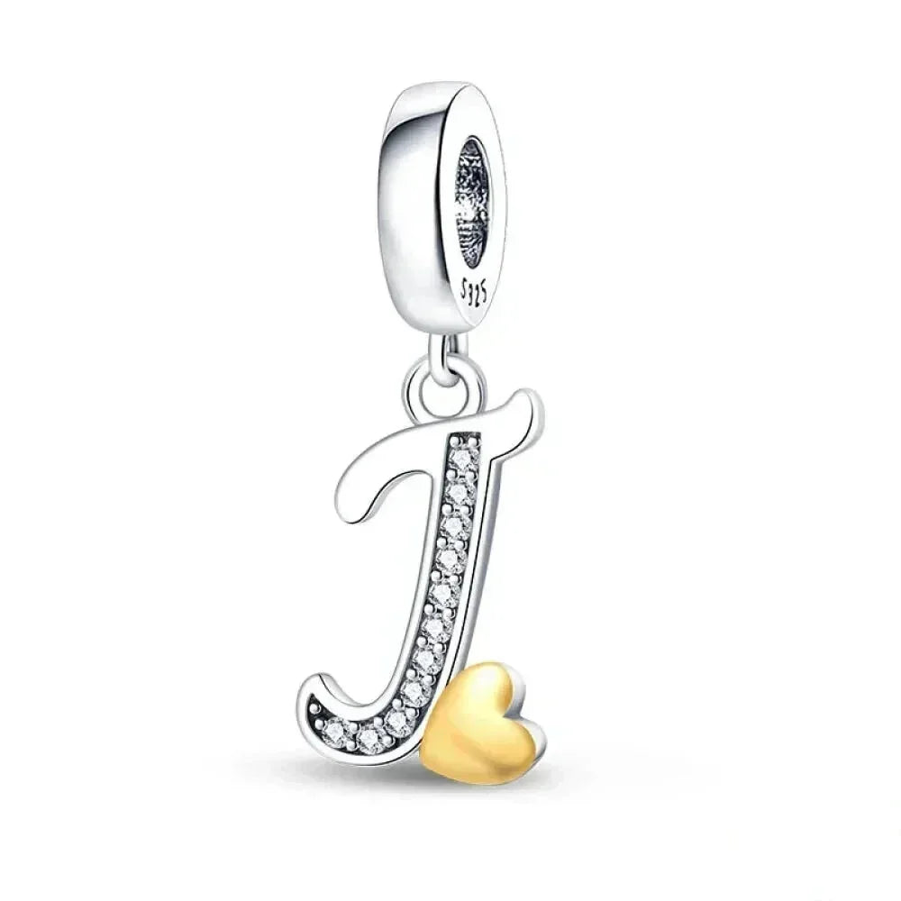 925 Sterling Silver Initial Charm with CZ Sparkle