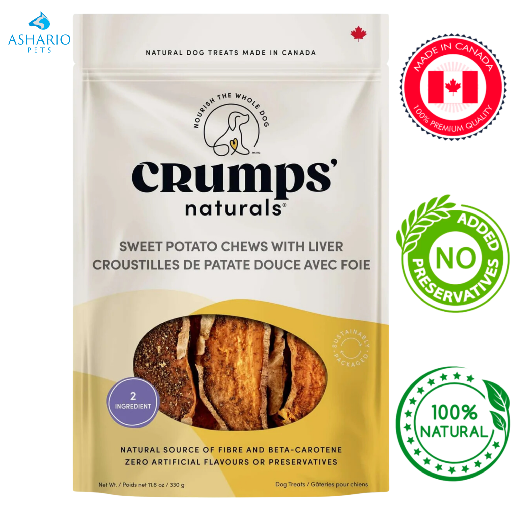 Crumps' Natural -  Dehydrated Sweet Potato And Liver Chews Dog Treats