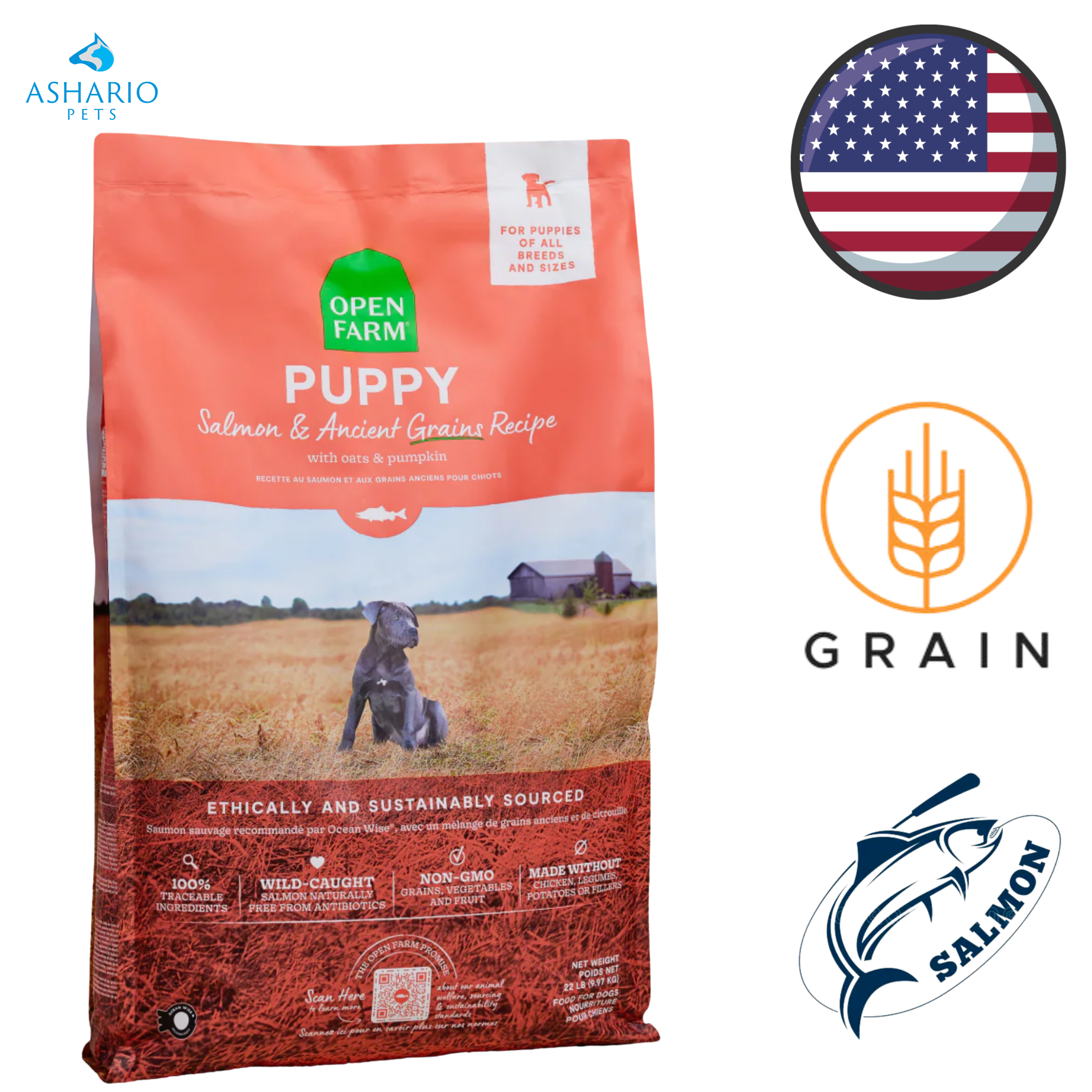 Open Farm - Salmon & Ancient Grains Puppy Dry Dog Food