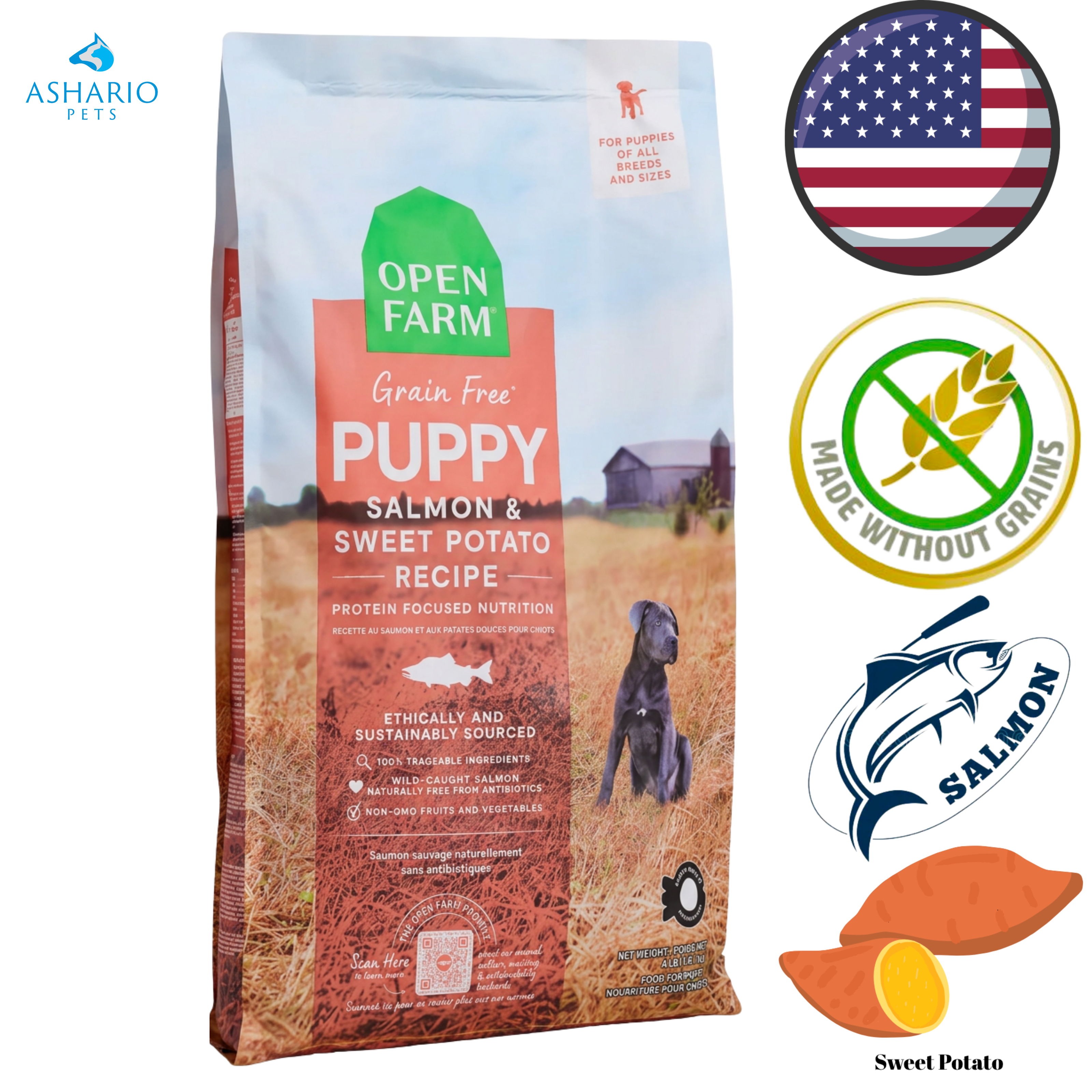Open Farm - Grain Free Salmon & Sweet Potato Puppy Dry Dog Food