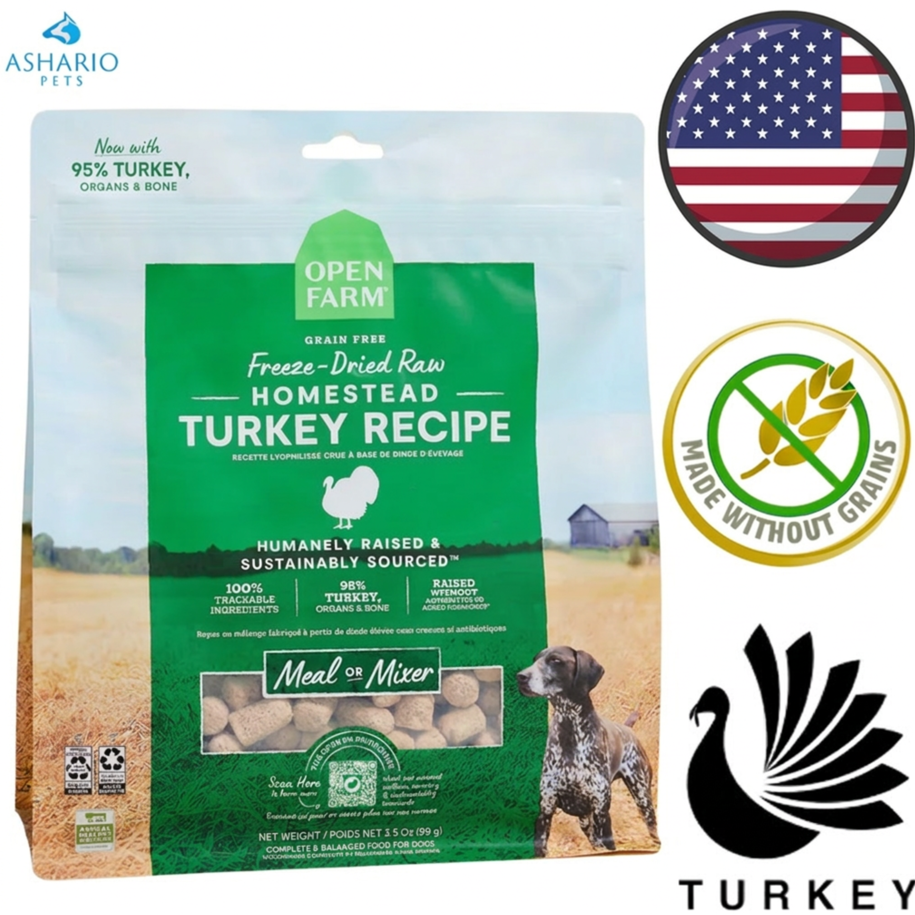Open Farm - Grain Free Homestead Turkey Freeze Dried Dog Food