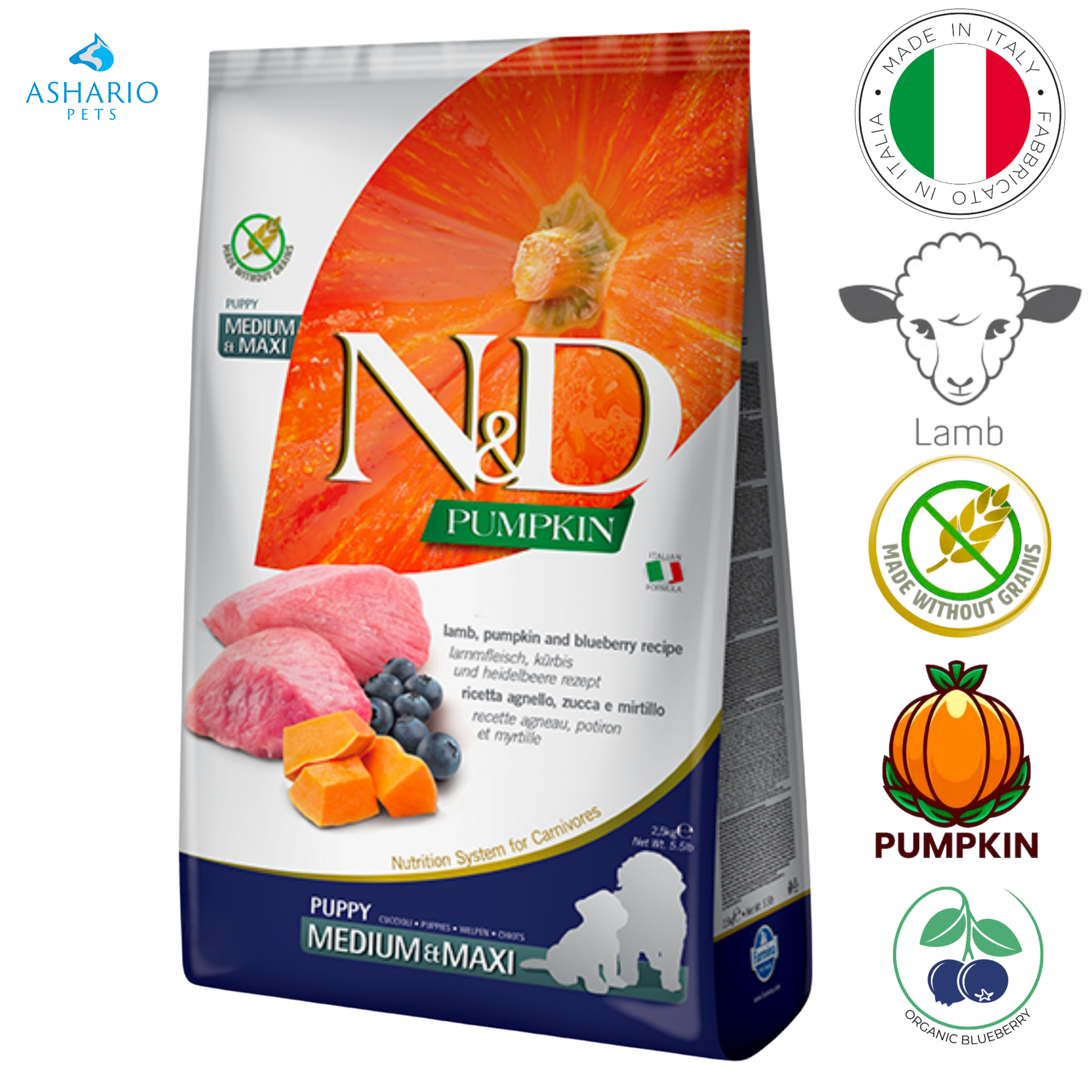 Farmina - Pumpkin Lamb & Blueberry Medium & Maxi Puppy Dry Dog Food
