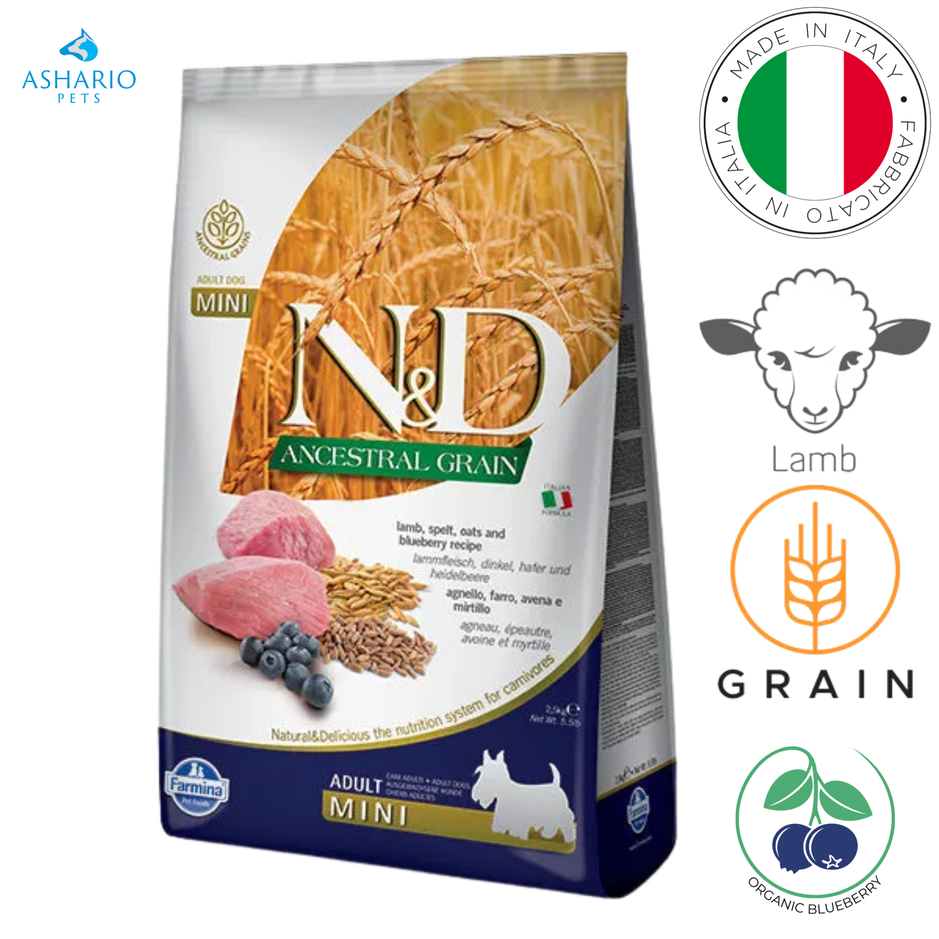 Farmina - Ancestral Grain Lamb & Blueberry Adult Mini Dry Dog Food