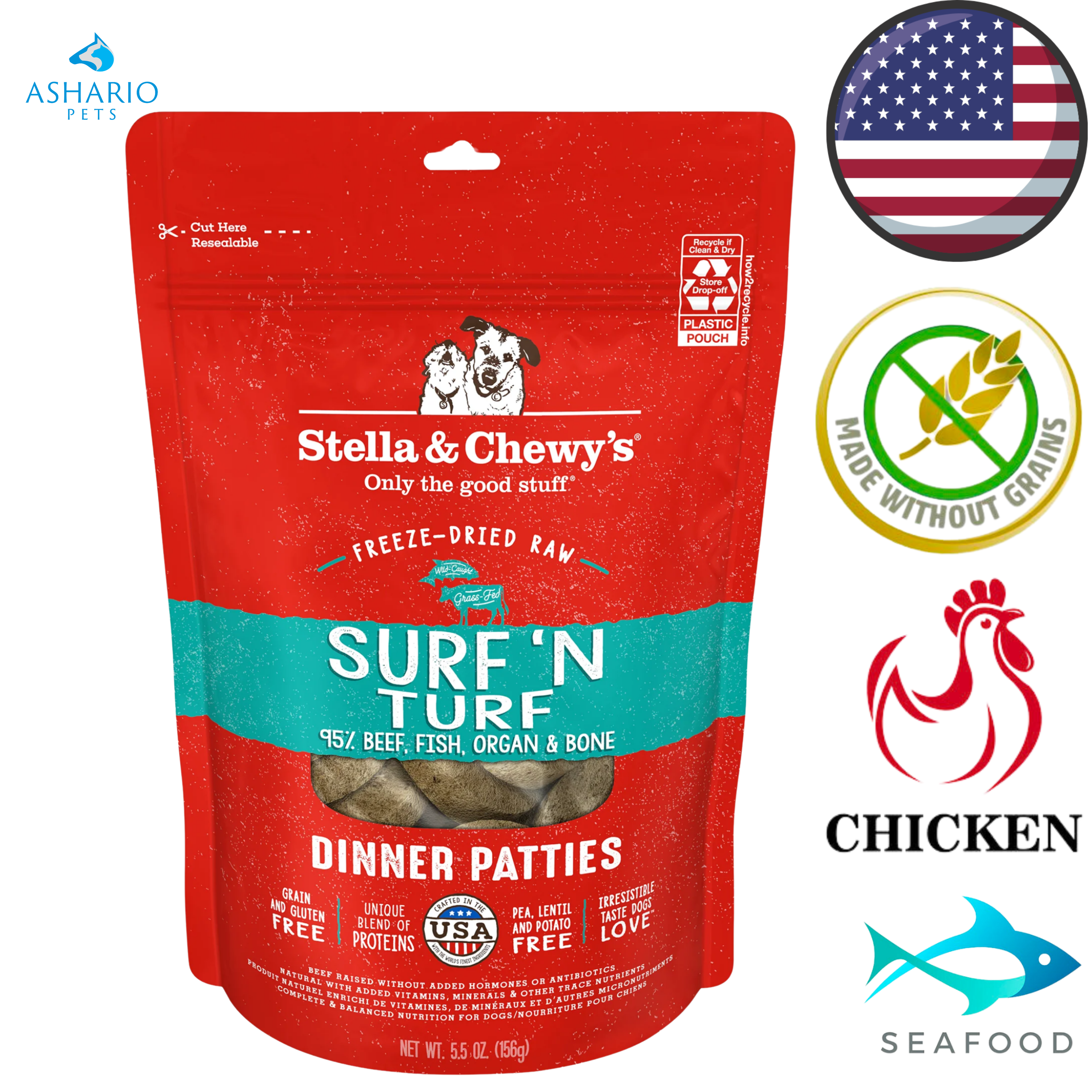 Stella & Chewy's - Surf N' Turf Dinner Patties Freeze Dried Raw Dog Food
