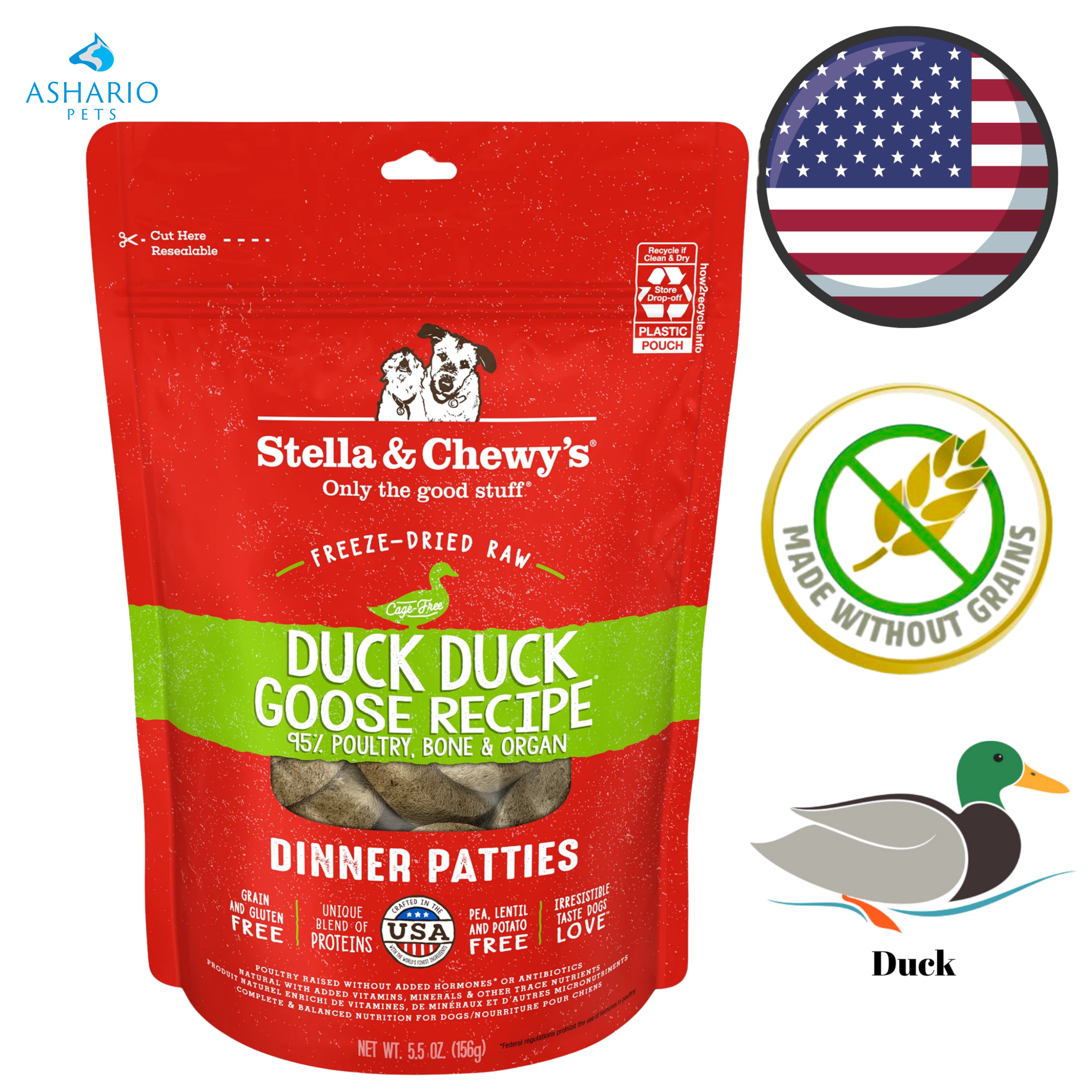 Stella & Chewy's - Duck, Duck Goose Dinner Patties Freeze Dried Raw Dog Food