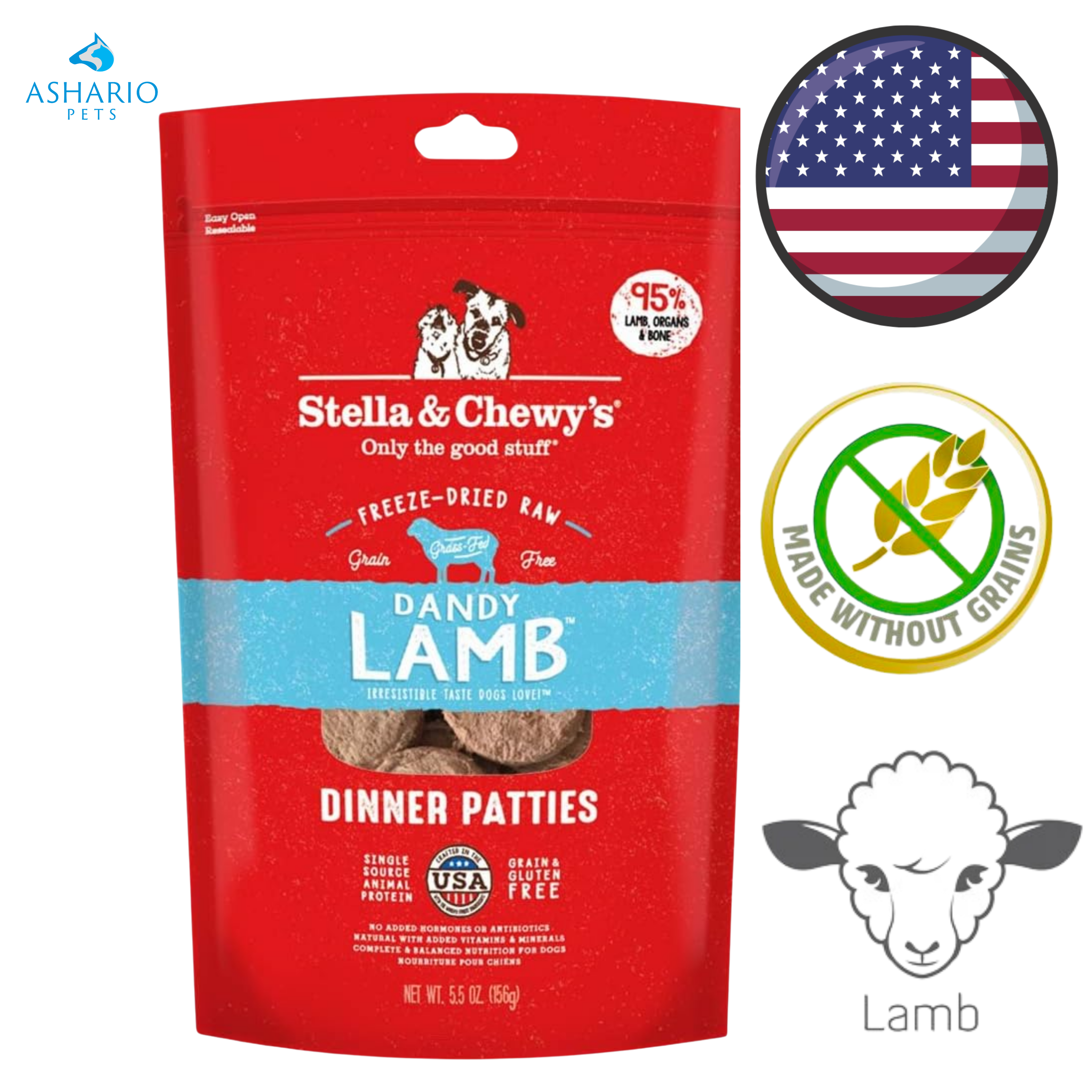 Stella & Chewy's - Dandy Lamb Dinner Patties Freeze Dried Raw Dog Food