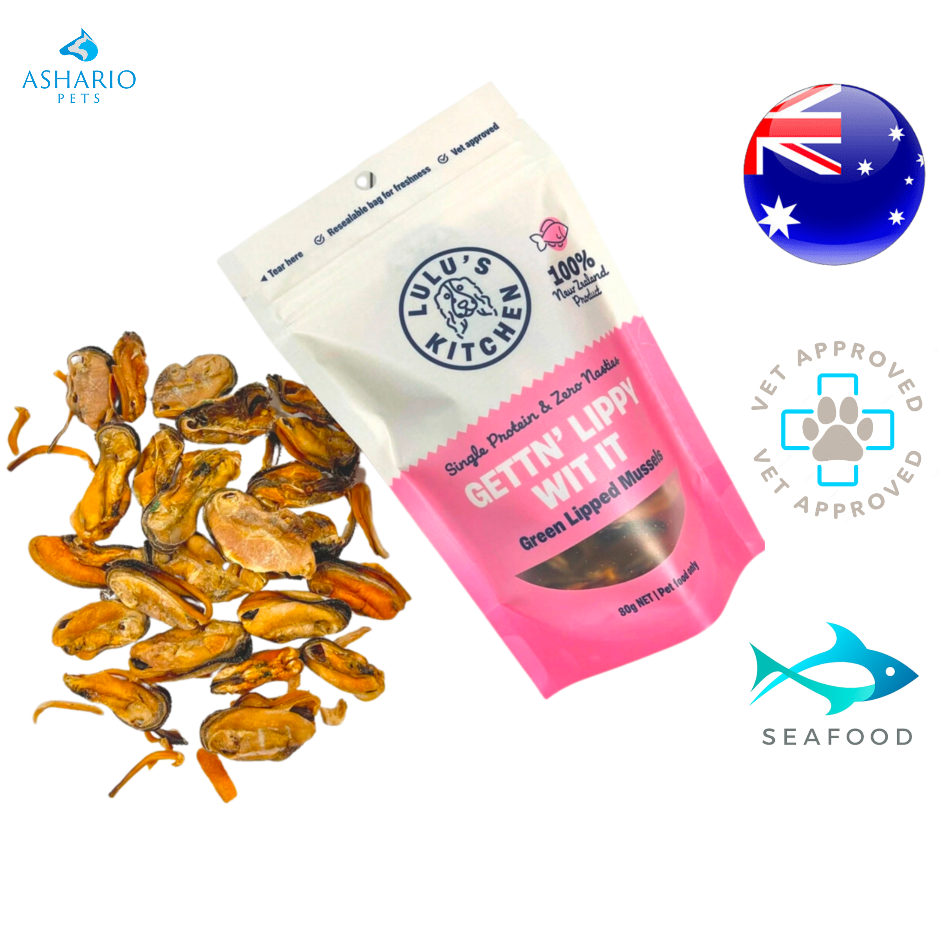 Rover Pet Products - Gettn' Lippy Wit It Green Lipped Mussels Dog Treats