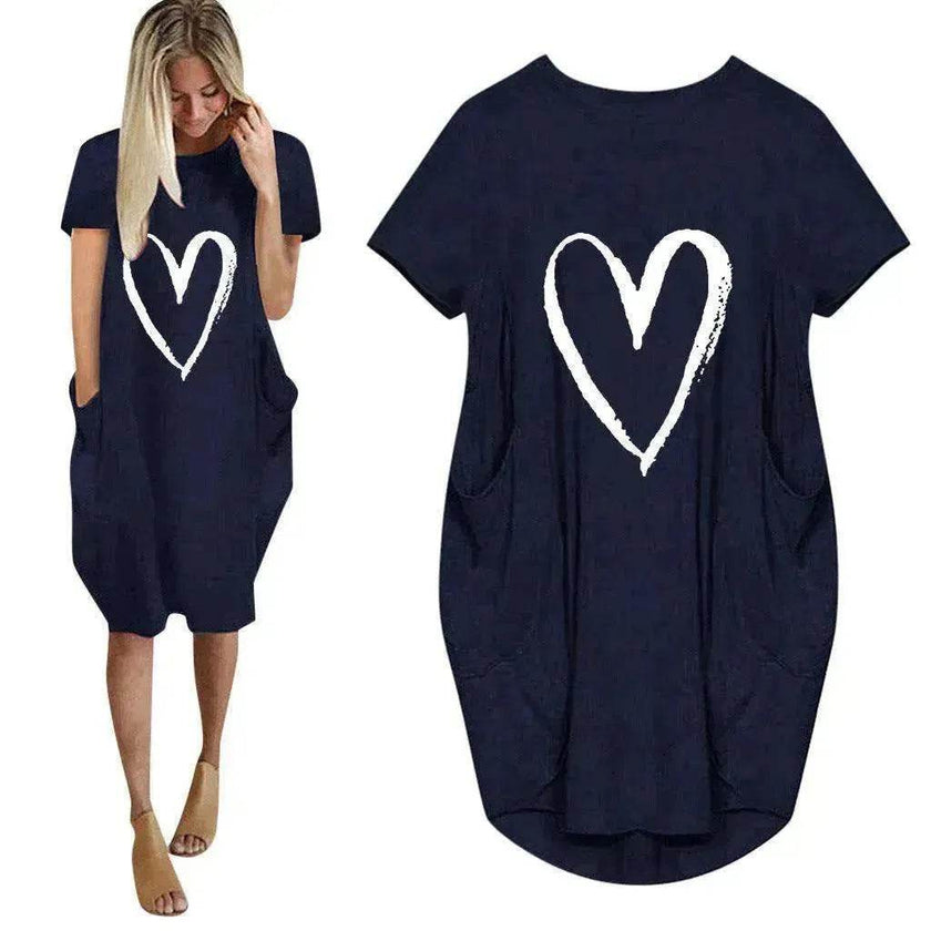 Short Sleeve Dress Valentine's Day Heart Print