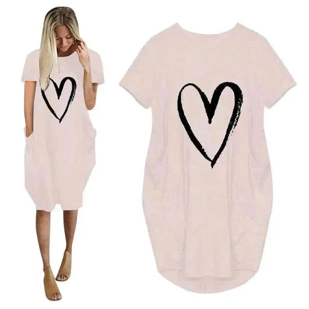 Short Sleeve Dress Valentine's Day Heart Print