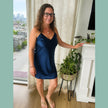 Women's Short Nightgown Mulberry Silk  Navy