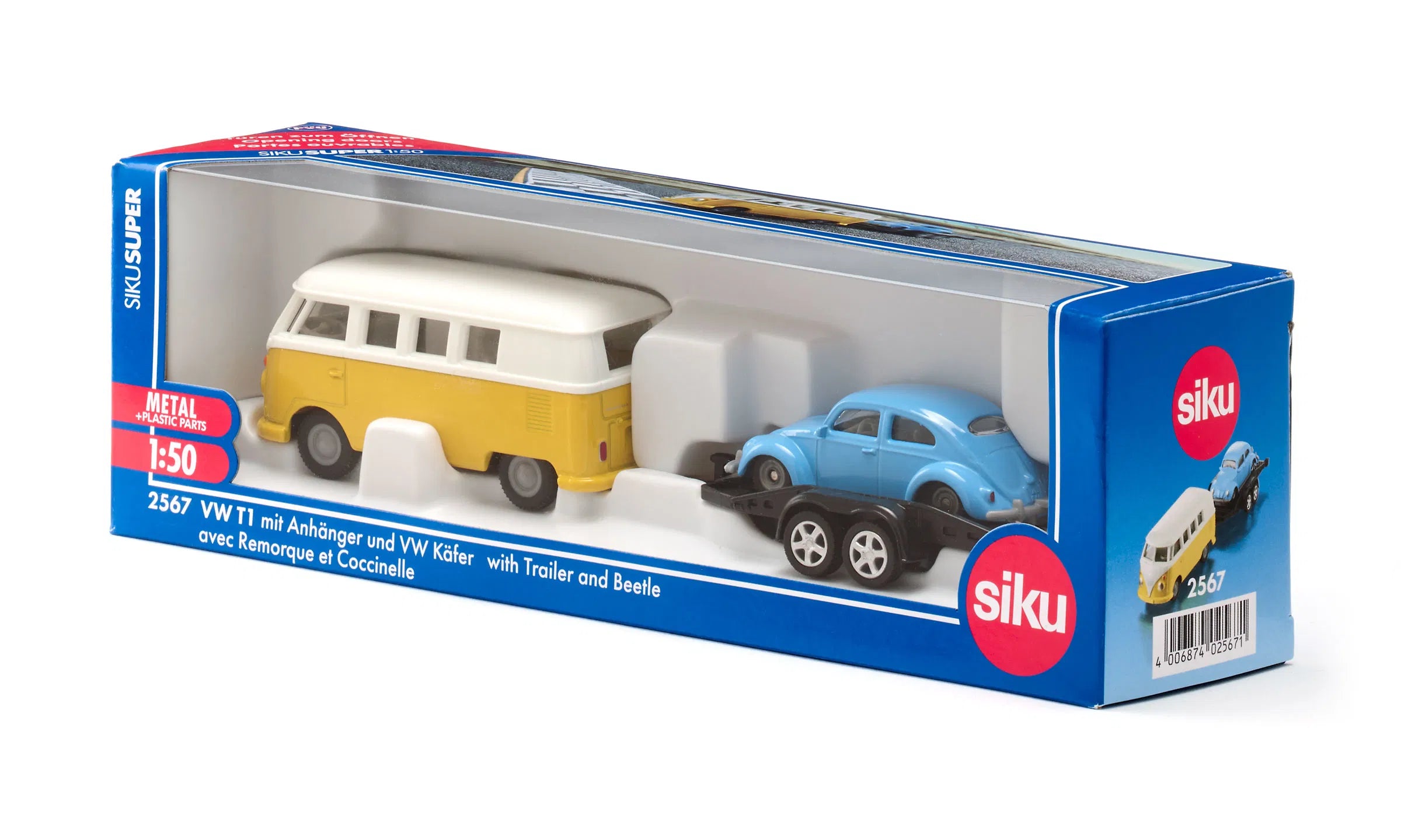 Siku - VW T1 WITH TRAILER AND VW BEETLE