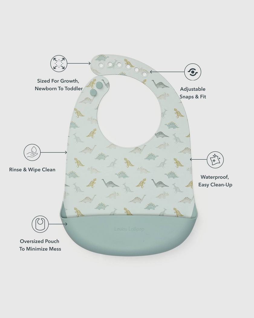 Silicone Bib Printed - Dino Friends