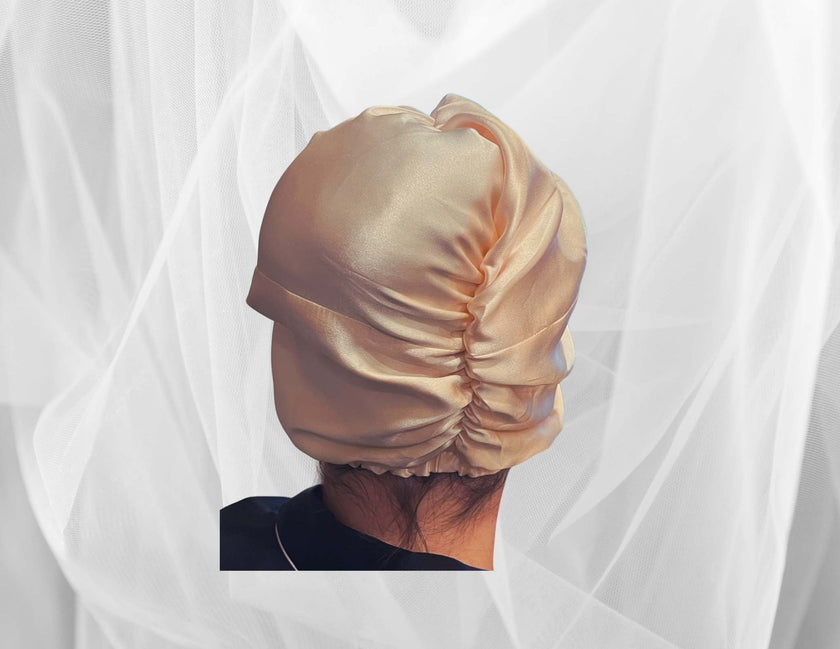 Silk Bonnet Baby Pink ( Square Knotted Design)