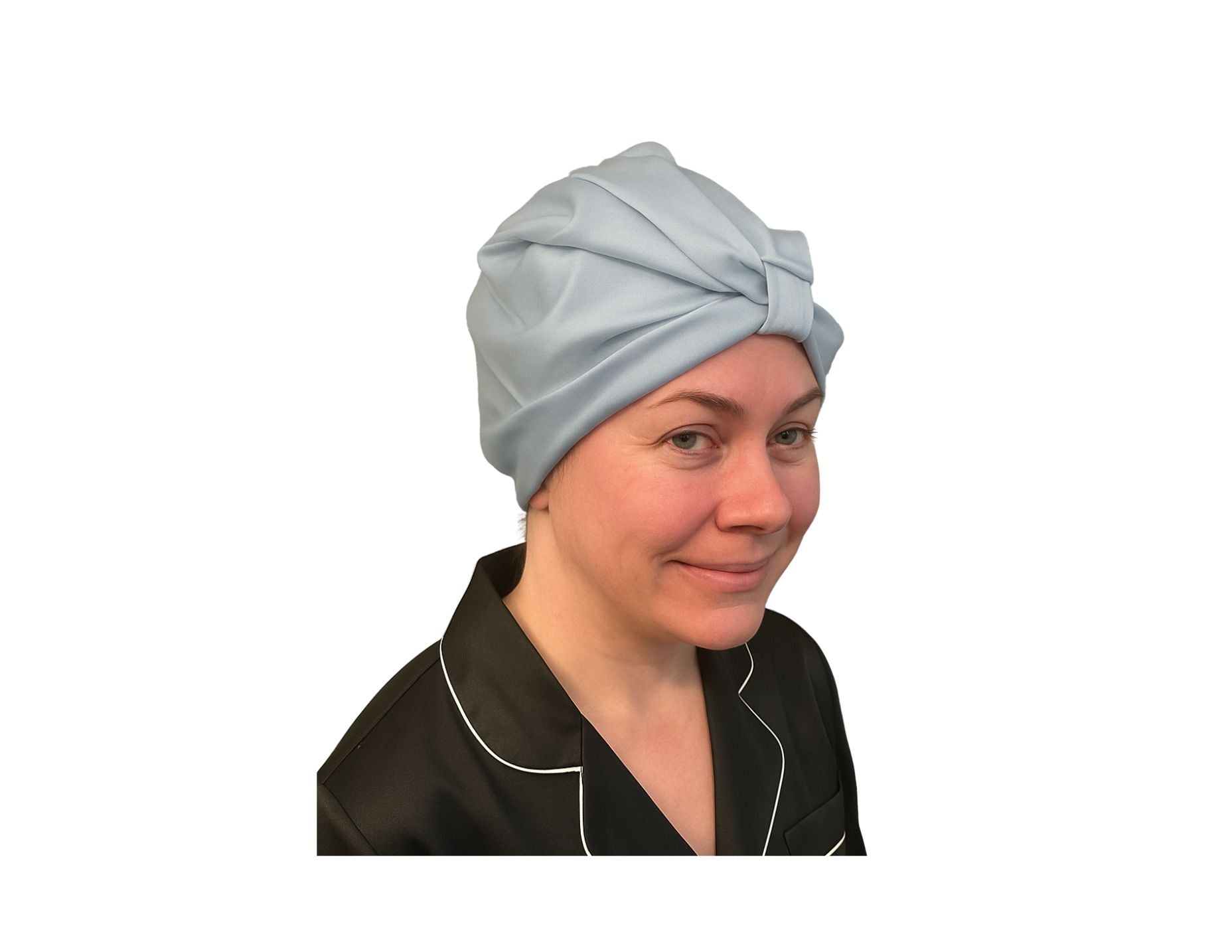 Silk Bonnet Lt. Blue (Square Knotted Design)