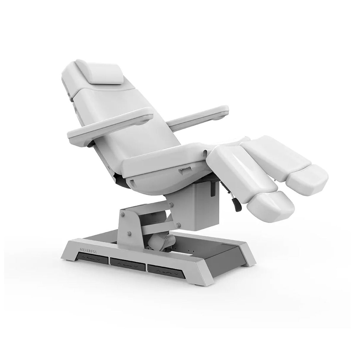 Silver - Electric Podiatry Chair With 3 Motors (White)