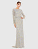 Embellished Long Sleeve High Neck Gown