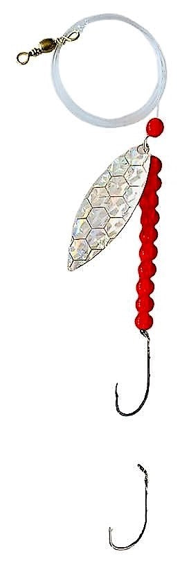 Double Hook Willow Leaf Spinner – Silver Scale Blade Lure