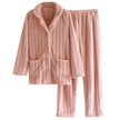 Simple Coral Fleece Couple Pajamas For Women Autumn And Winter
