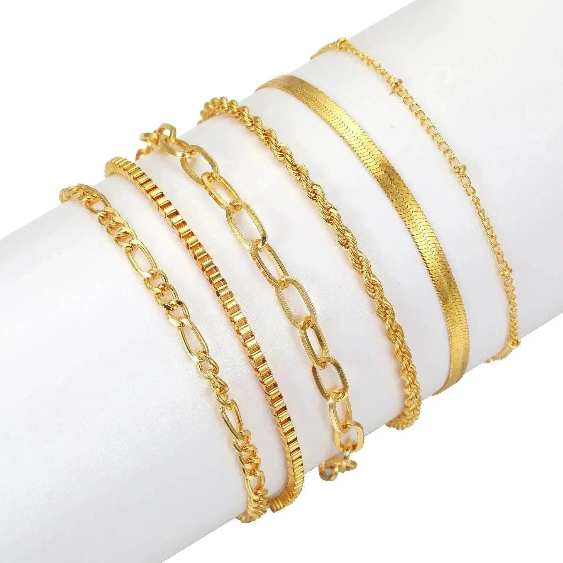 Simple Metal Multi-layer Bracelet Six-piece Set