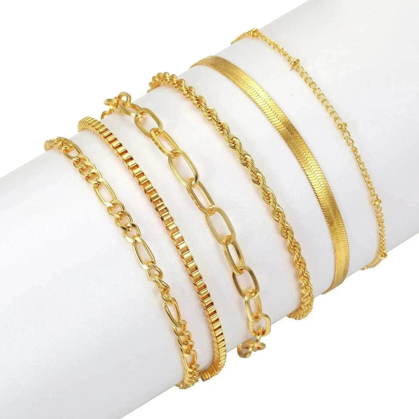 Simple Metal Multi-layer Bracelet Six-piece Set