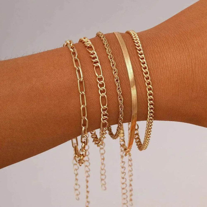 Simple Metal Multi-layer Bracelet Six-piece Set