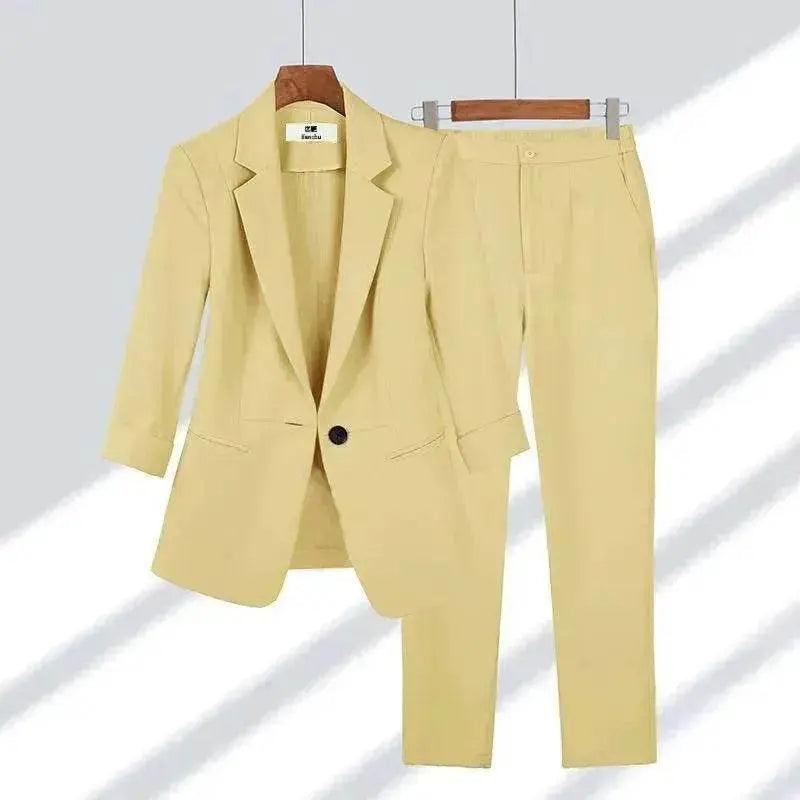 Simple Solid Color Suit Two-piece Set