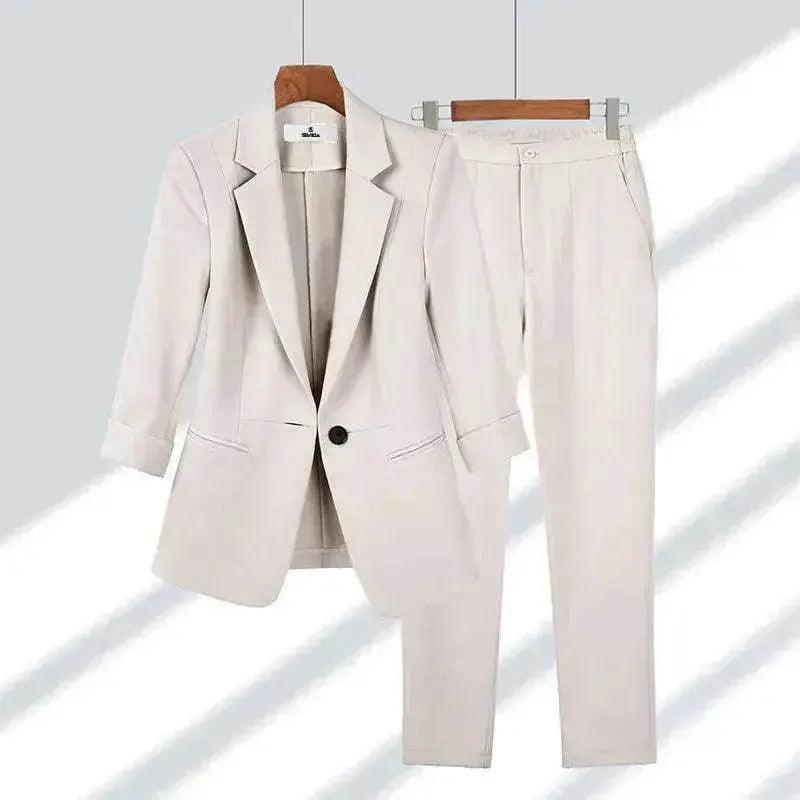 Simple Solid Color Suit Two-piece Set