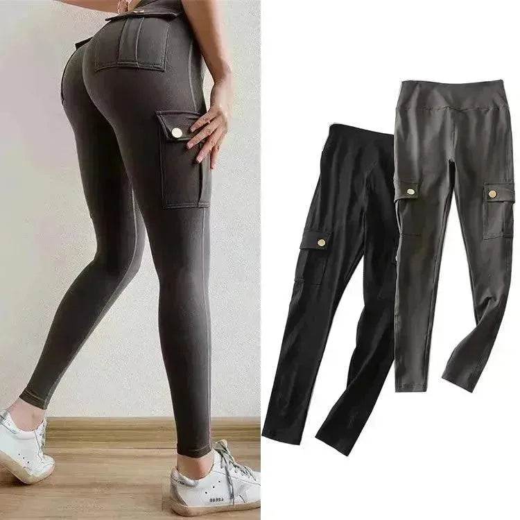 Women’s High Waisted Cargo Leggings – Butt Lift Stretch Workout Pants with Pockets | Tummy Control Gym Leggings