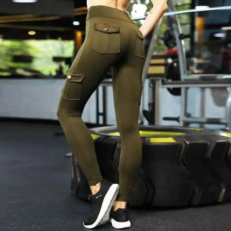 Women’s High Waisted Cargo Leggings – Butt Lift Stretch Workout Pants with Pockets | Tummy Control Gym Leggings
