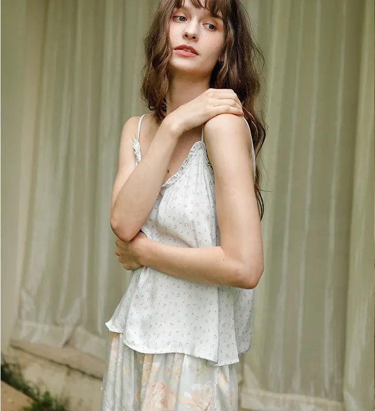 Women's Viscose Floral Sling Shorts Pajamas Set – Sleeveless Summer Sleepwear Canada
