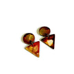 Geometric Clip On Earrings in Fluid Art Style