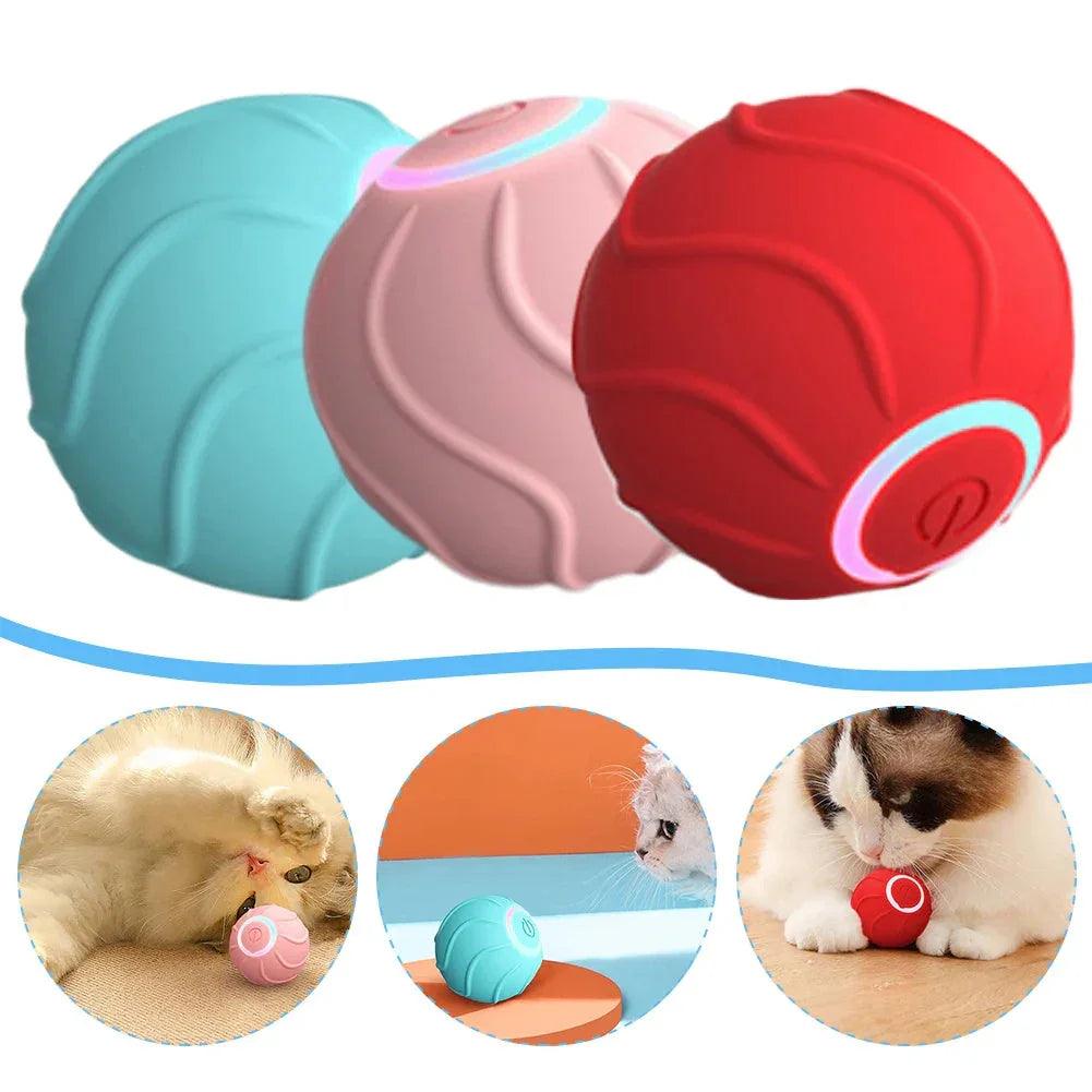 USB Automatic Cat Ball Toy – Self-Rolling Interactive Kitten Toy (Blue, Red, Pink)