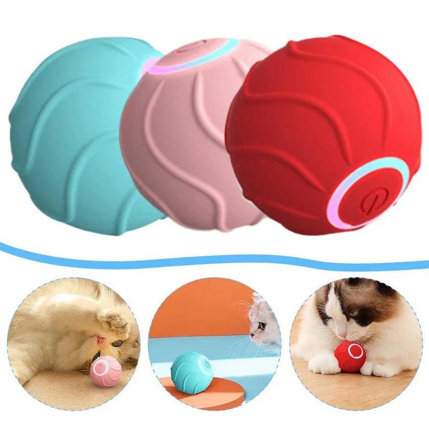 USB Automatic Cat Ball Toy – Self-Rolling Interactive Kitten Toy (Blue, Red, Pink)