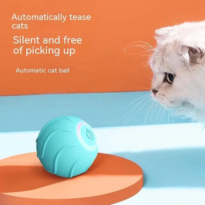 USB Automatic Cat Ball Toy – Self-Rolling Interactive Kitten Toy (Blue, Red, Pink)