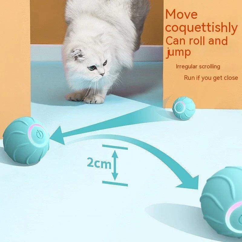USB Automatic Cat Ball Toy – Self-Rolling Interactive Kitten Toy (Blue, Red, Pink)