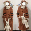 Soft Girl Pajamas Cute Little Tiger Flannel Pajamas For Women